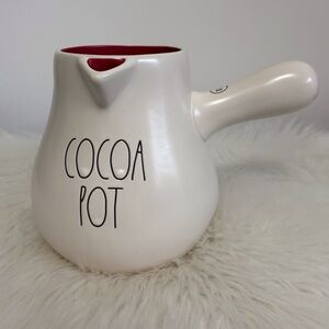 Rae Dunn Cream Cocoa Pot with Red Interior